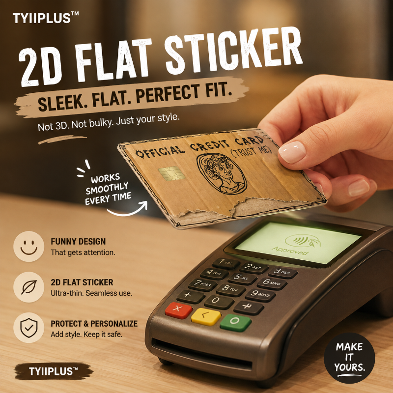 TYIIPLUS™ Funny “Trust Me” Credit Card Sticker – 2D Flat Design Card Skin for Credit, Debit, EBT & Transportation Cards