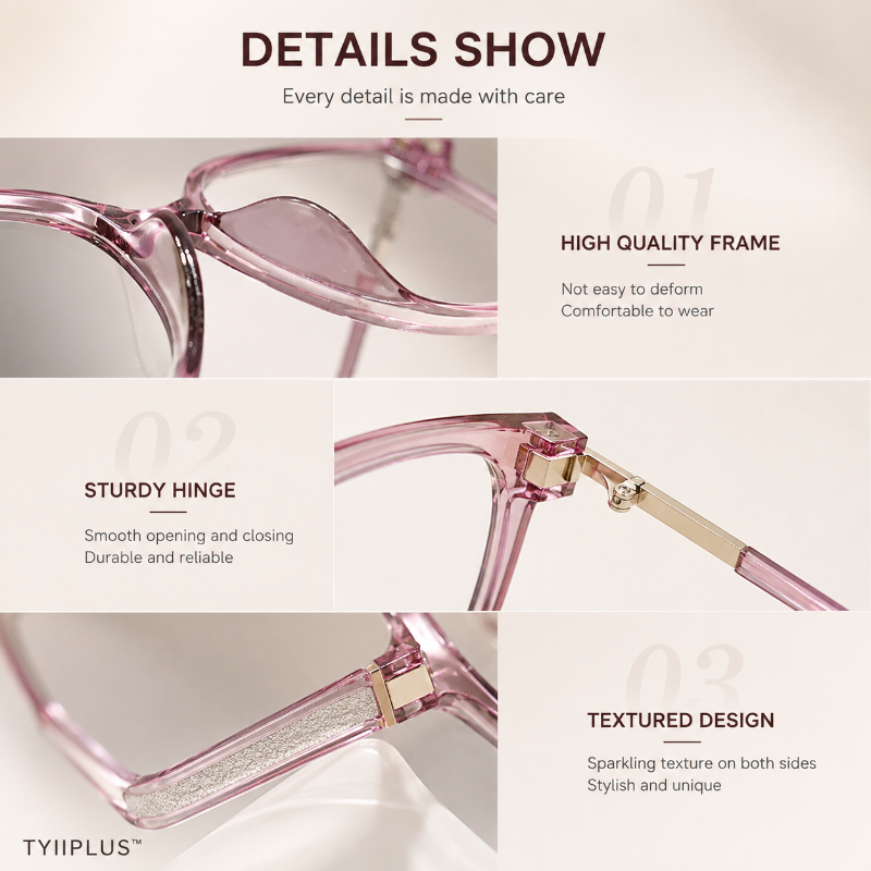 TYIIPLUS™ Women's Photochromic Prescription Glasses – Oversized Fashion Frames with Blue Light Protection