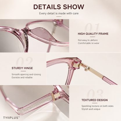 TYIIPLUS™ Women's Photochromic Prescription Glasses – Oversized Fashion Frames with Blue Light Protection
