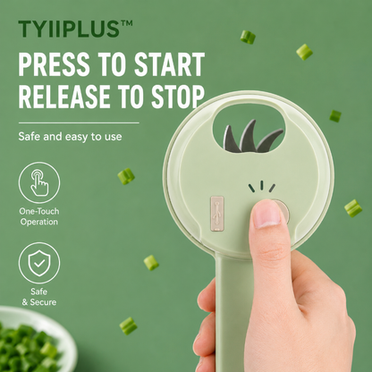 TYIIPLUS™ New 4-in-1 Rechargeable Food Chopper – 1200mAh Cordless Food Processor with 40W Motor, Slicer & Chopper Blades