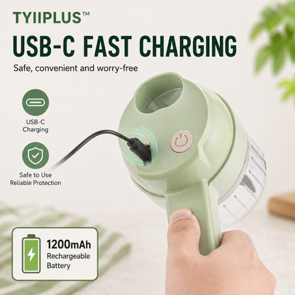 TYIIPLUS™ New 4-in-1 Rechargeable Food Chopper – 1200mAh Cordless Food Processor with 40W Motor, Slicer & Chopper Blades