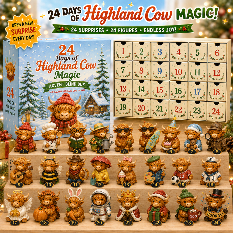 TYIIPLUS™ 24 Days of Highland Cow Magic Advent Calendar