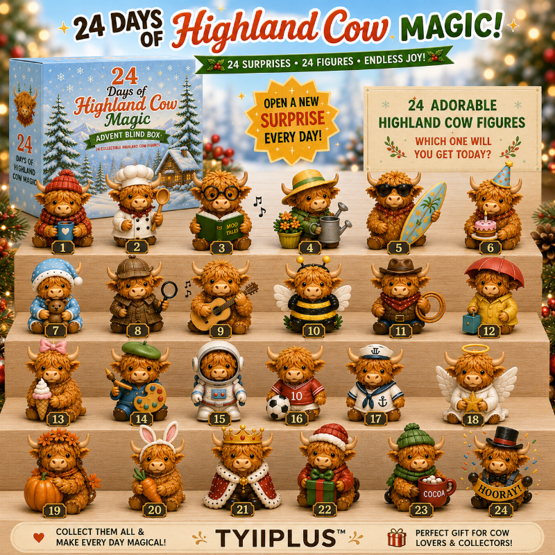 TYIIPLUS™ 24 Days of Highland Cow Magic Advent Calendar