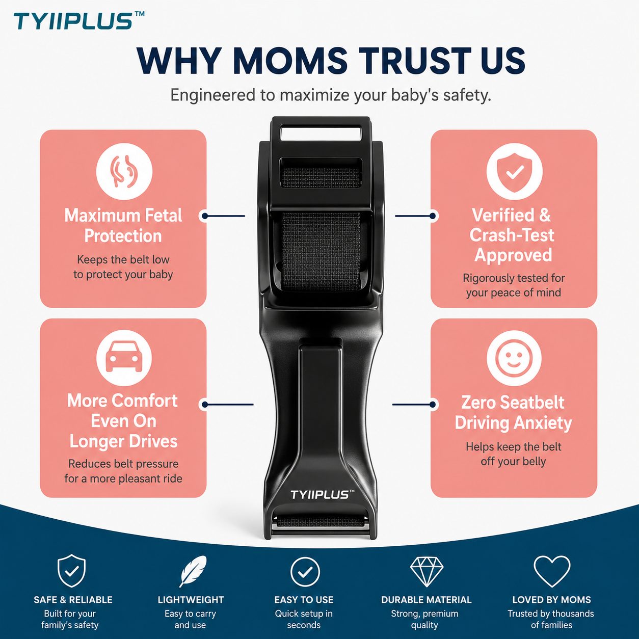 TYIIPLUS™ Pregnancy Seat Belt Adjuster – Comfortable Car Seat Belt Positioner for Expectant Moms
