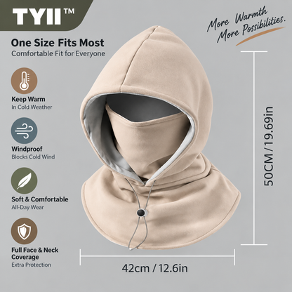 TYII™ 3-in-1 Fleece Balaclava Hood – Windproof Full Face Cover, Neck Gaiter & Winter Ski Mask