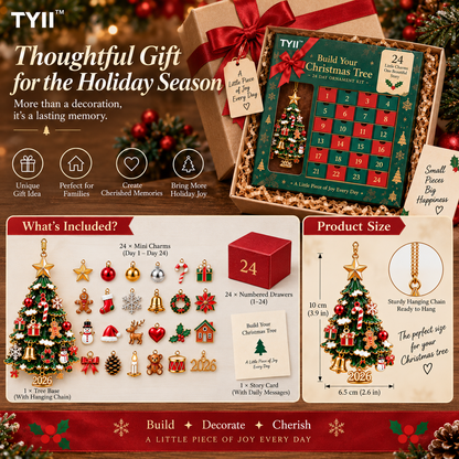 TYII™ 2026 Build Your Christmas Tree – 24-Day Christmas Countdown Ornament Kit