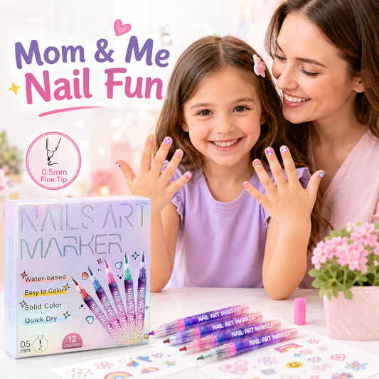 12-Color Nail Art Pens Set – Ultra-Fine DIY Manicure Paint Pens