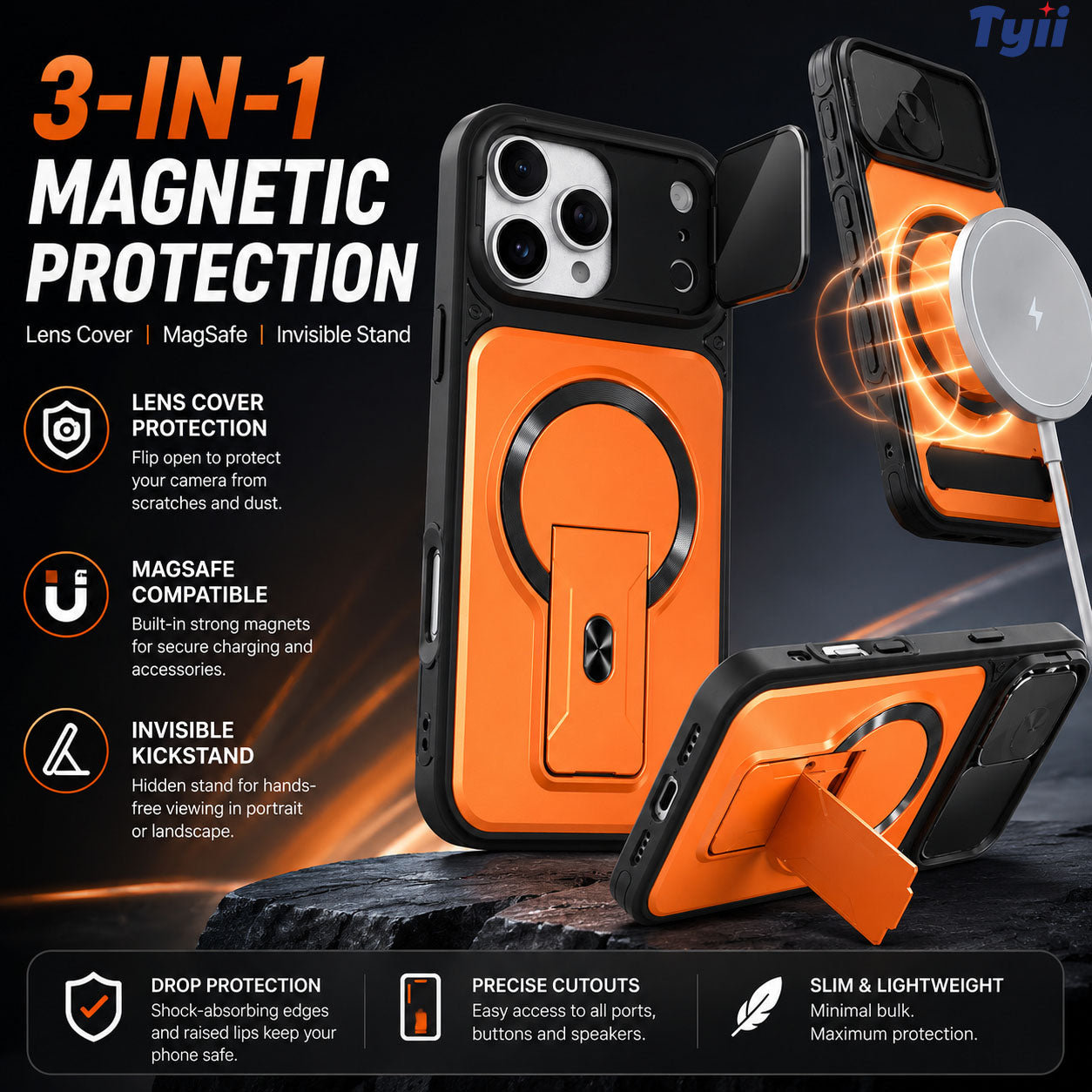 Multifunctional Lens Protection Case with Invisible Stand & Camera Protection