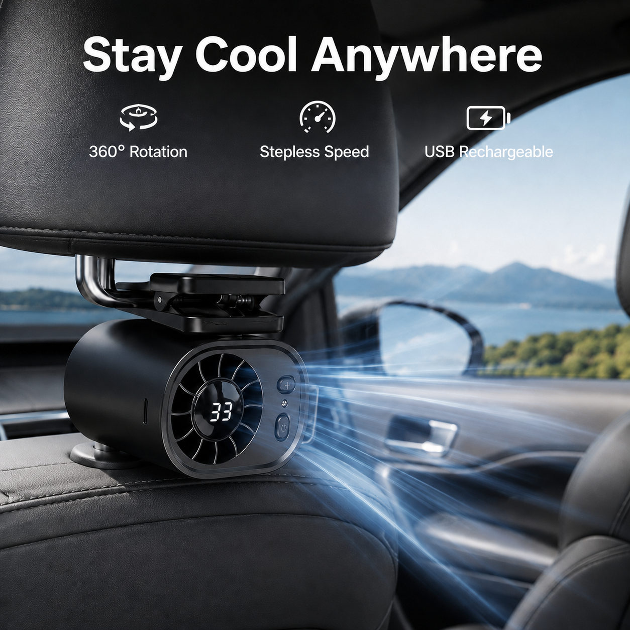 ❄️TYIIPLUS™ 199-Speed USB Rechargeable Clip-On Fan – Portable, Strong Clamp, Long-Lasting Battery for Car, Desk & Travel