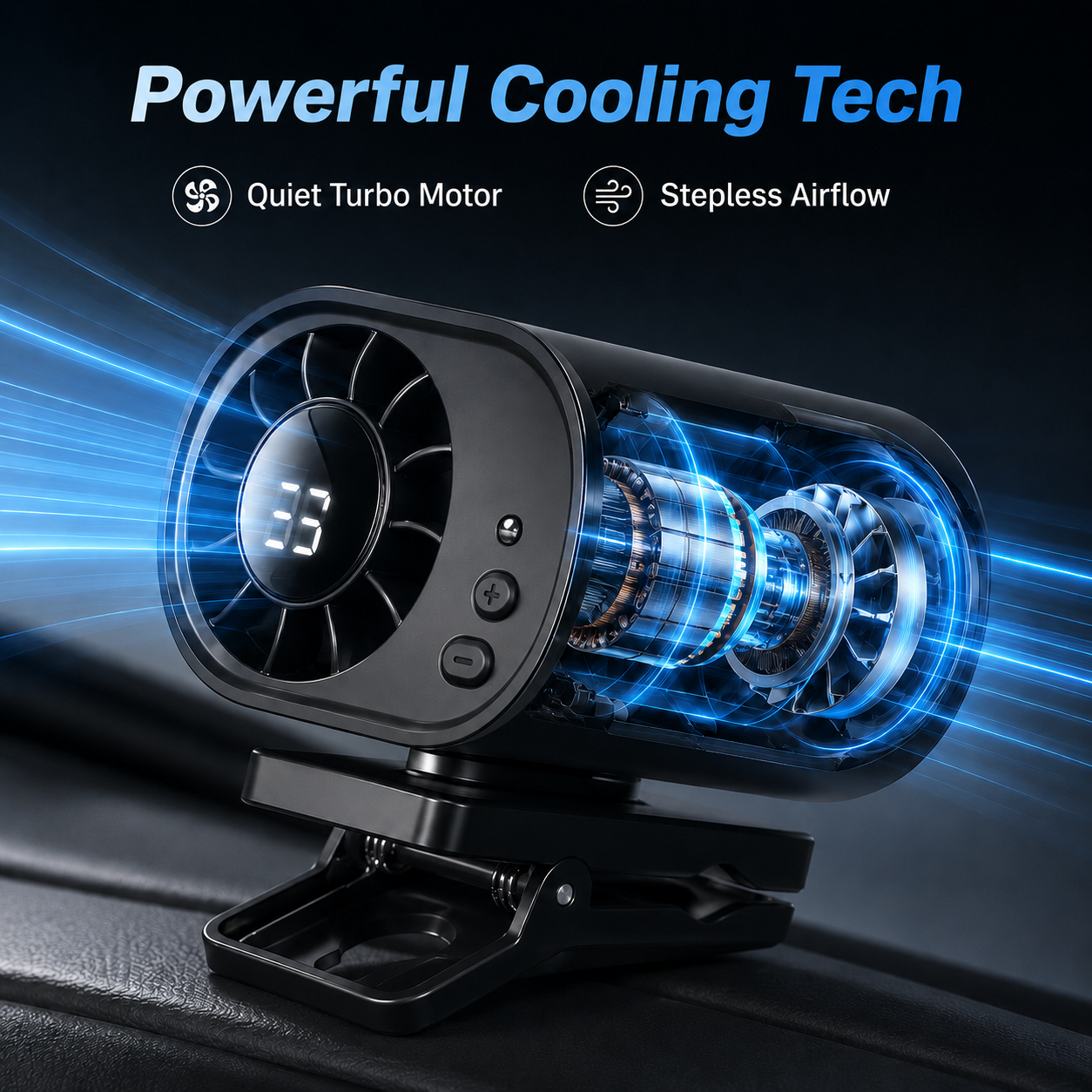 ❄️TYIIPLUS™ 199-Speed USB Rechargeable Clip-On Fan – Portable, Strong Clamp, Long-Lasting Battery for Car, Desk & Travel