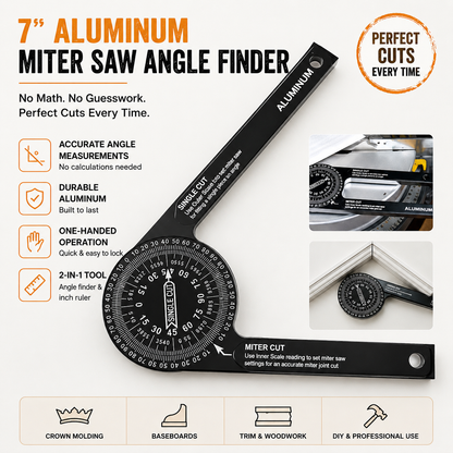 Tyiiplus™ 7-Inch Aluminum Miter Saw Angle Finder – Foldable Miter Gauge & Precision Angle Measuring Tool