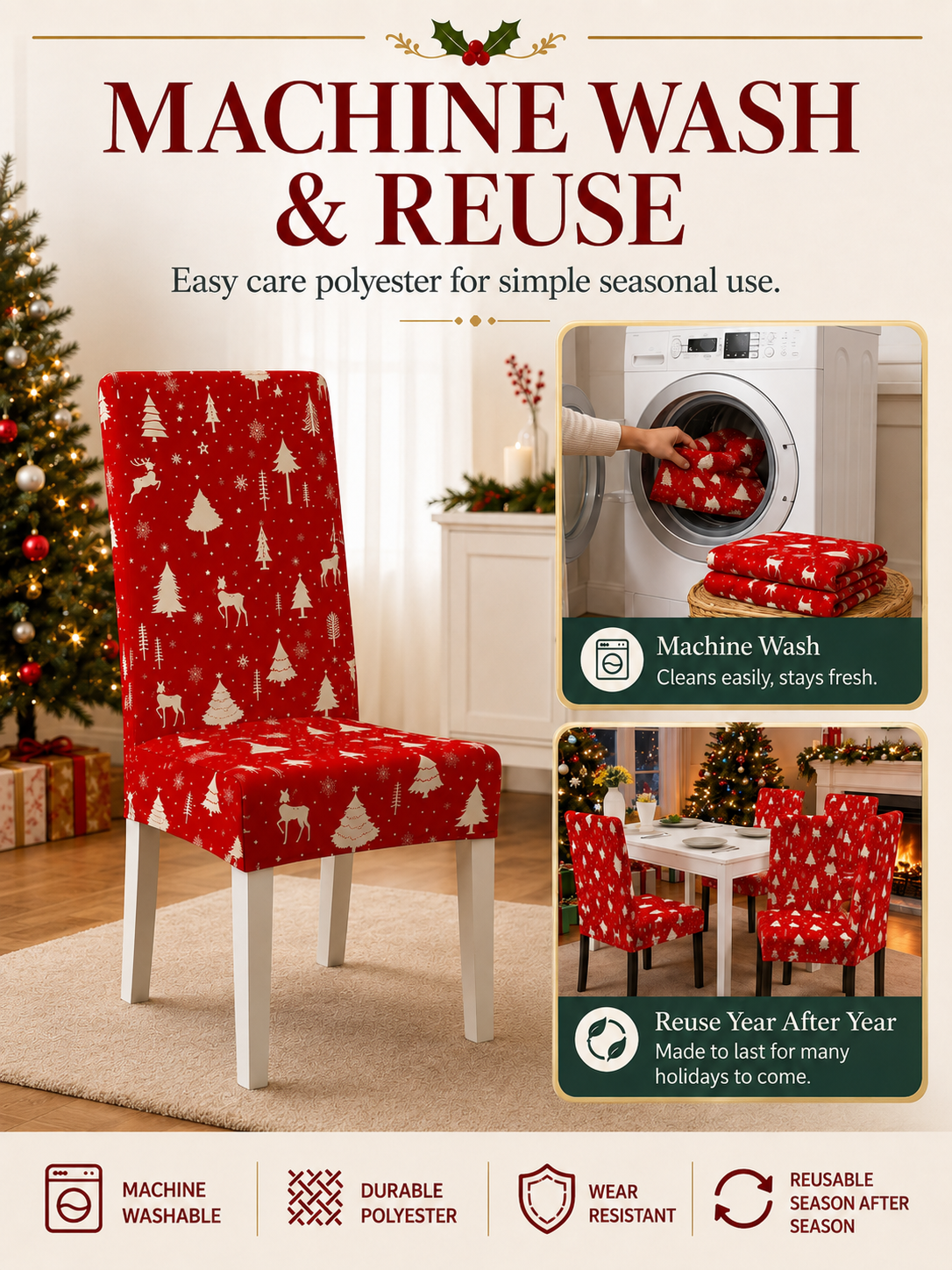 🎄Cartoon Printed Chair Covers for Living Room, Bedroom & Dining Room Decor