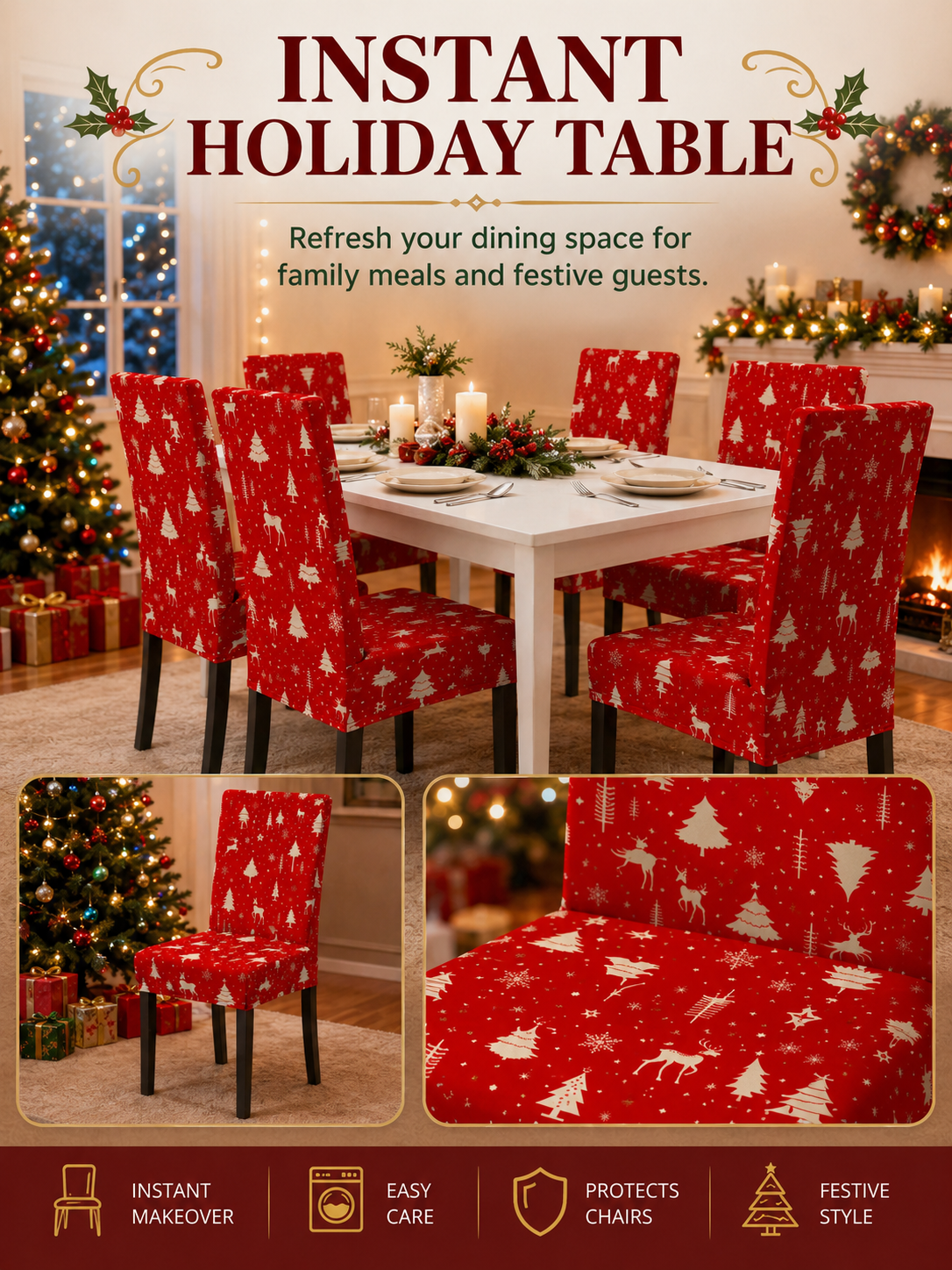 🎄Cartoon Printed Chair Covers for Living Room, Bedroom & Dining Room Decor