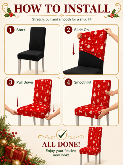 🎄Cartoon Printed Chair Covers for Living Room, Bedroom & Dining Room Decor