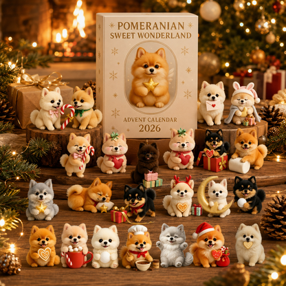 2026 Pomeranian Sweet Wonderland Advent Calendar – 24 Days of Fluffy Festive Surprises, Gift for Pomeranian Lovers, Acrylic Ornaments Blind Box