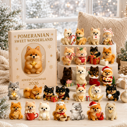 2026 Pomeranian Sweet Wonderland Advent Calendar – 24 Days of Fluffy Festive Surprises, Gift for Pomeranian Lovers, Acrylic Ornaments Blind Box