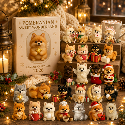 2026 Pomeranian Sweet Wonderland Advent Calendar – 24 Days of Fluffy Festive Surprises, Gift for Pomeranian Lovers, Acrylic Ornaments Blind Box