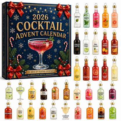 🎄2026 Cocktail Advent Calendar – 24 Mini Cocktail Bottle Ornaments Blind Box 🍸