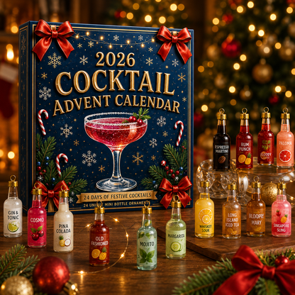 🎄2026 Cocktail Advent Calendar – 24 Mini Cocktail Bottle Ornaments Blind Box 🍸