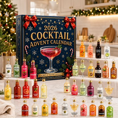 🎄2026 Cocktail Advent Calendar – 24 Mini Cocktail Bottle Ornaments Blind Box 🍸