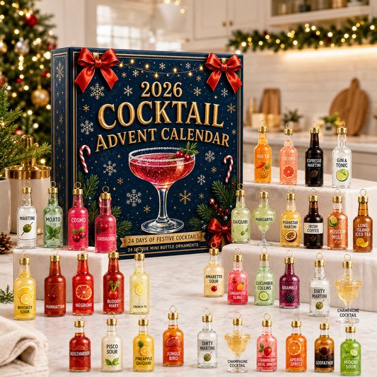 🎄2026 Cocktail Advent Calendar – 24 Mini Cocktail Bottle Ornaments Blind Box 🍸
