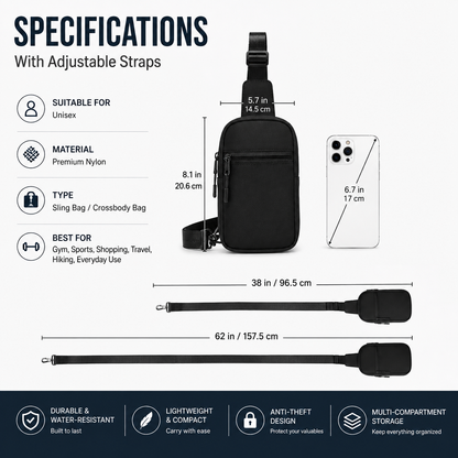 TYIIPLUS™ Anti-Theft Everyday Sling Bag – Lightweight Crossbody Travel Pack