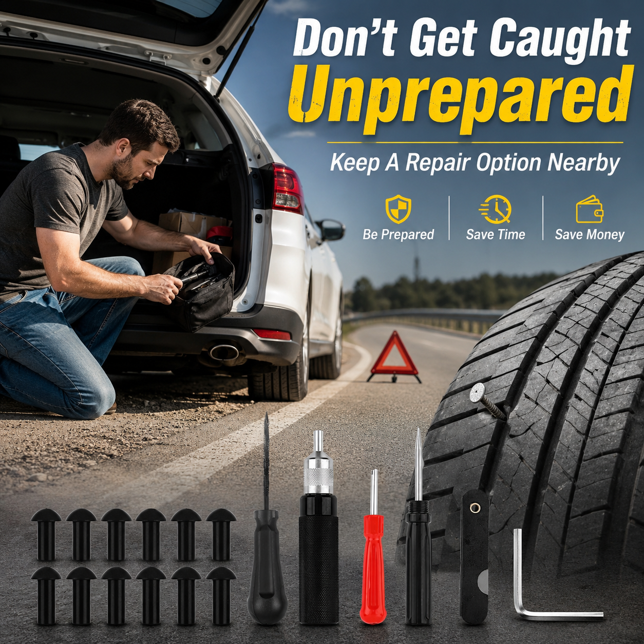 Mushroom Tire Repair Kit – Compact Roadside Puncture Tool Set