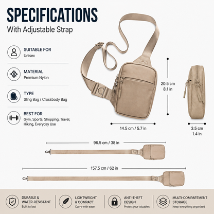 TYIIPLUS™ Anti-Theft Everyday Sling Bag – Lightweight Crossbody Travel Pack