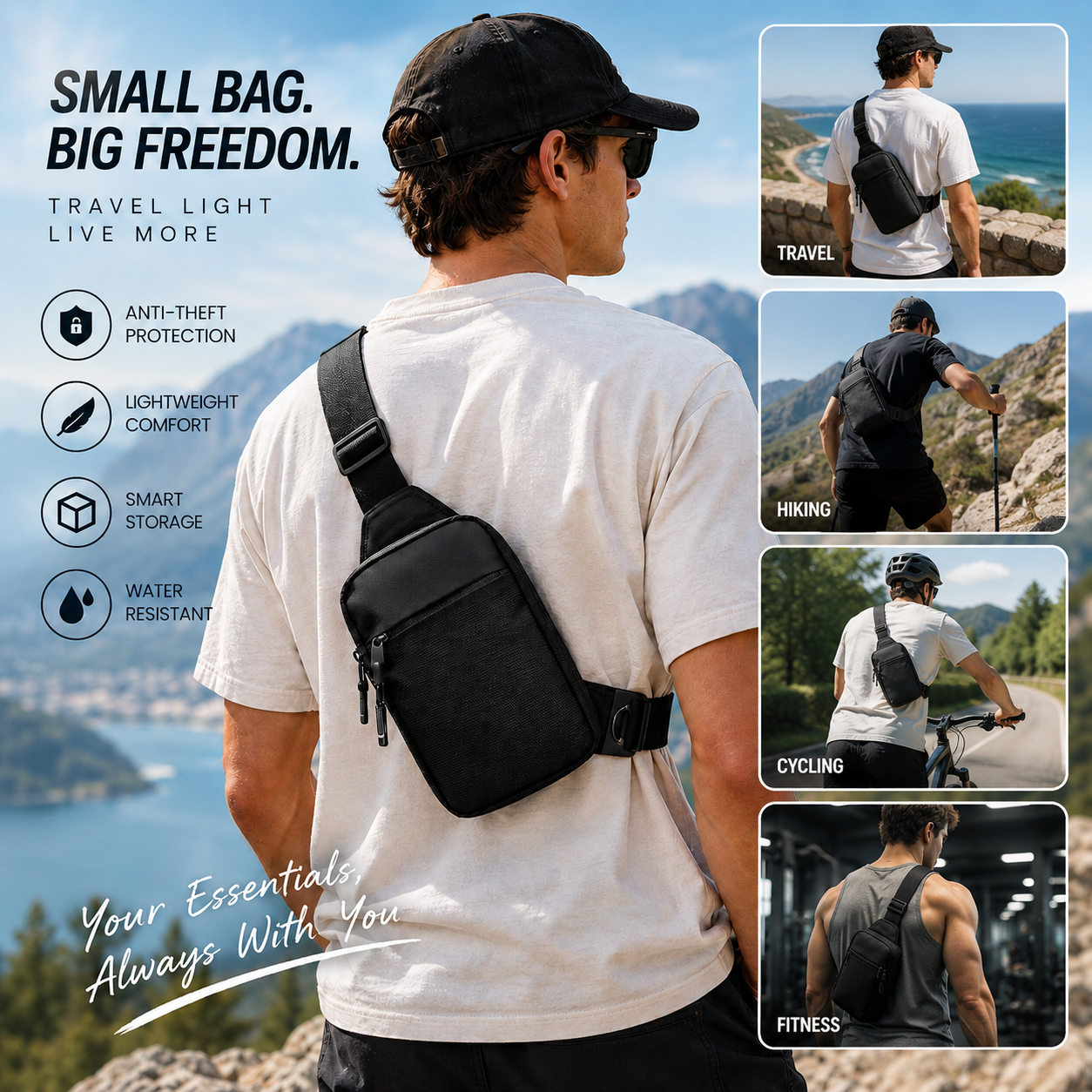 TYIIPLUS™ Anti-Theft Everyday Sling Bag – Lightweight Crossbody Travel Pack