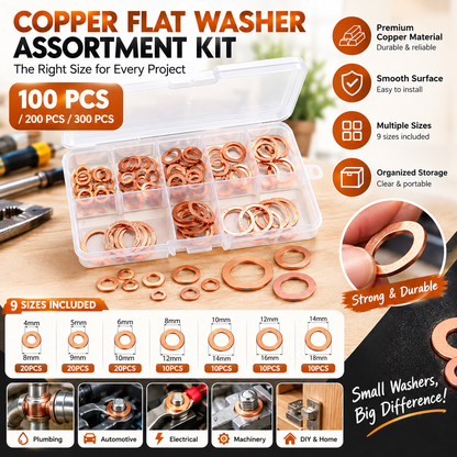 📀Copper Flat Washer Assortment Kit