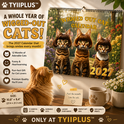 2027 Wigged Out Cat Calendar | Funny Cat Wall Calendar | 12-Month Gift for Cat Lovers