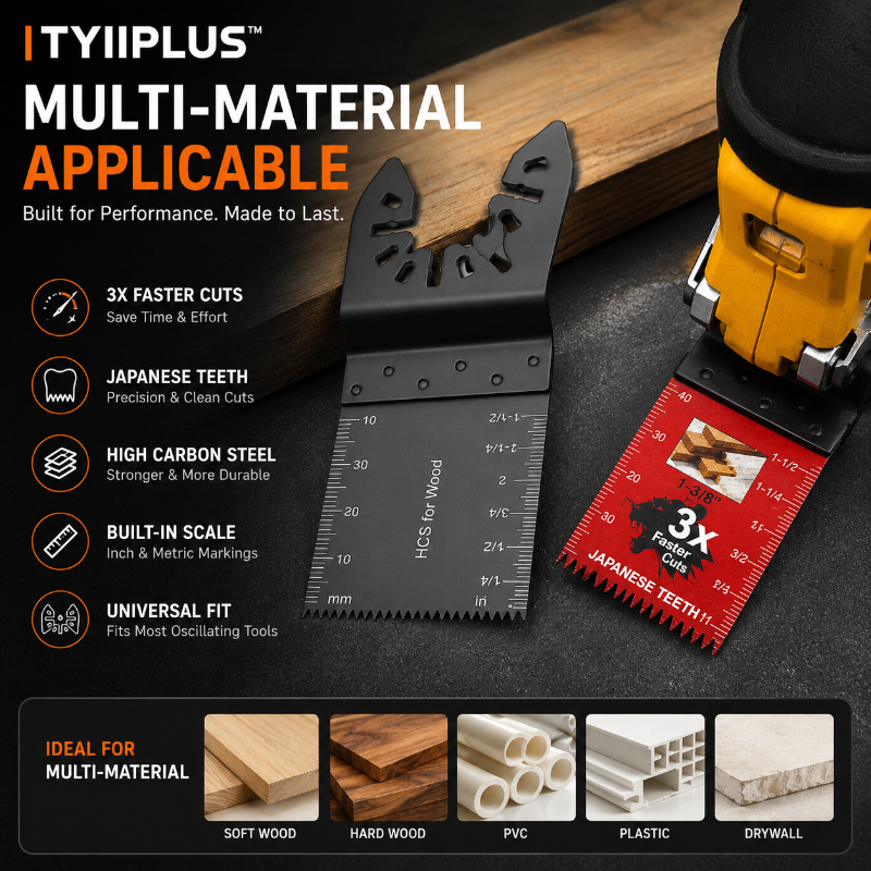 TYIIPLUS™ 10PCS Professional Japanese Teeth Oscillating Multi Tool Saw Blade Set – Universal Fast Cutting Blades for Wood, PVC & Plastic