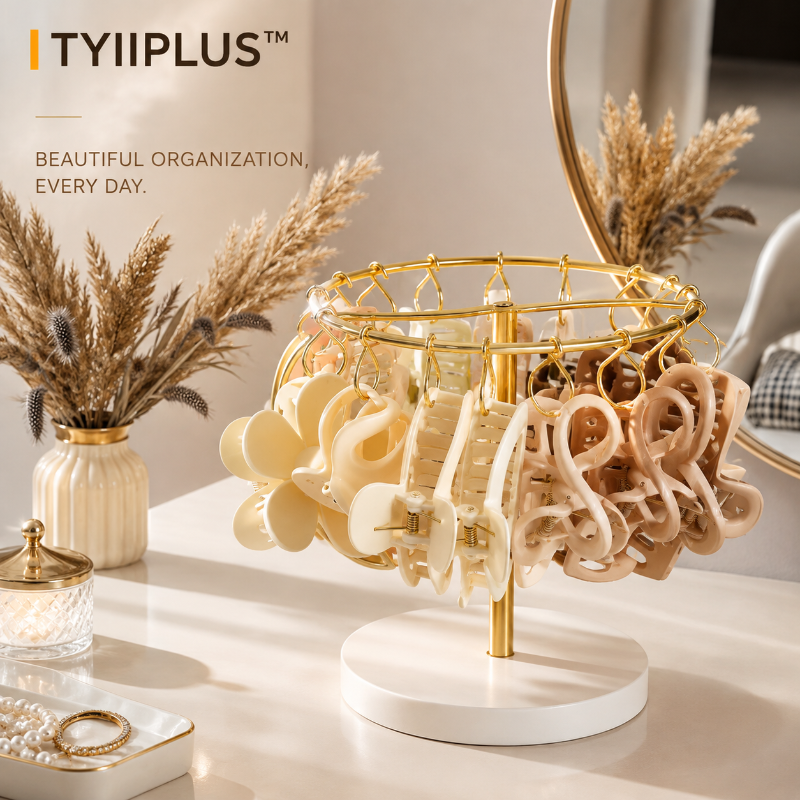 TYIIPLUS™ Claw Clip Organizer Stand with 16 Metal Hooks