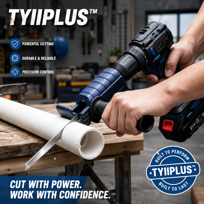 TYIIPLUS™ New Drill to Reciprocating Saw Adapter – Electric Drill Conversion Attachment with 3 Saw Blades