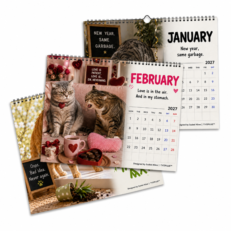 😹 Barf Cats 2027 Calendar – Funny Cat Retching Moments Wall Calendar | Designed by Isabel Kline | TYIIPLUS™