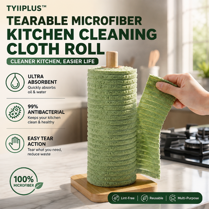 TYIIPLUS™ 20-Piece Tearable Microfiber Cleaning Cloth Roll – Reusable Lint-Free Kitchen, Car, Glass & Electronics Cleaning Towels