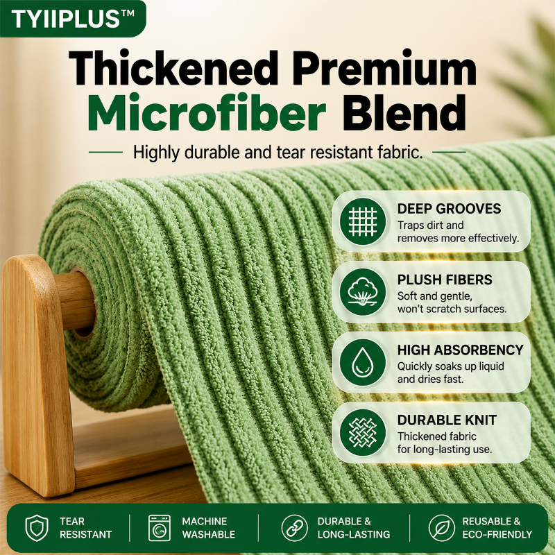 TYIIPLUS™ 20-Piece Tearable Microfiber Cleaning Cloth Roll – Reusable Lint-Free Kitchen, Car, Glass & Electronics Cleaning Towels