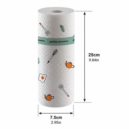 TYIIPLUS™ 50-Piece Reusable Paper Towel Roll – Washable Tear-Off Kitchen Cleaning Cloths