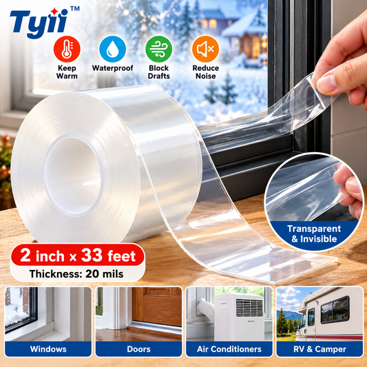 TYII™ Clear Waterproof Sealing Tape – Self-Adhesive Weatherproof Tape for Windows, Doors & Gaps, 2" × 33ft