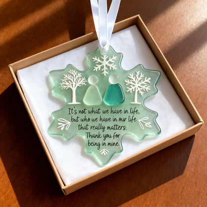 ❄️🌊 Snowflake Sea Glass Friendship Ornament