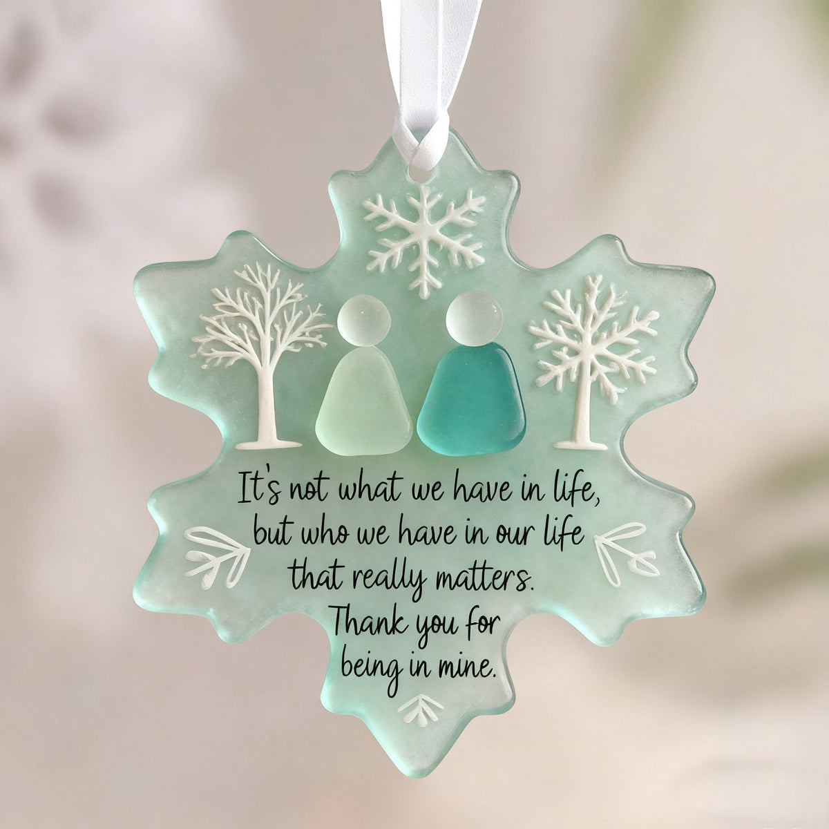❄️🌊 Snowflake Sea Glass Friendship Ornament