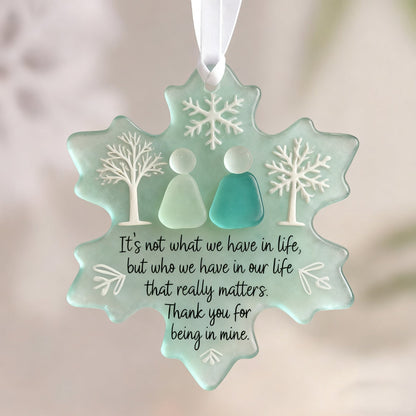 ❄️🌊 Snowflake Sea Glass Friendship Ornament