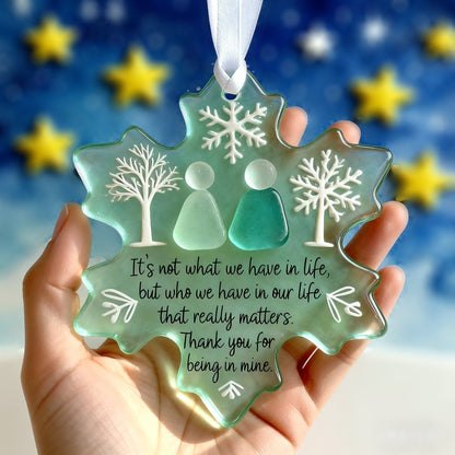 ❄️🌊 Snowflake Sea Glass Friendship Ornament
