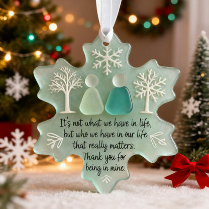 ❄️🌊 Snowflake Sea Glass Friendship Ornament