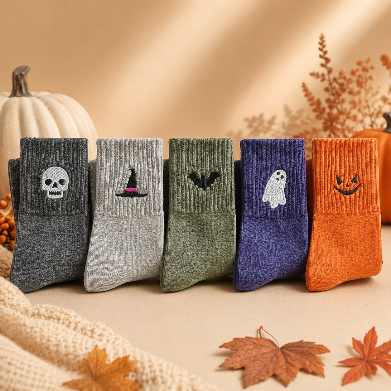 🎃 Halloween Embroidered Ankle Socks