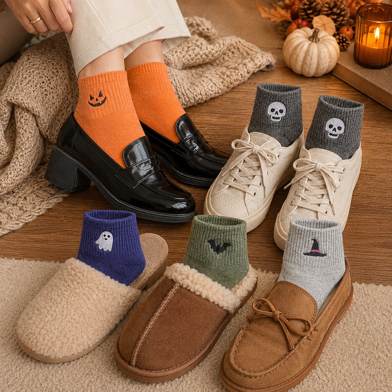🎃 Halloween Embroidered Ankle Socks