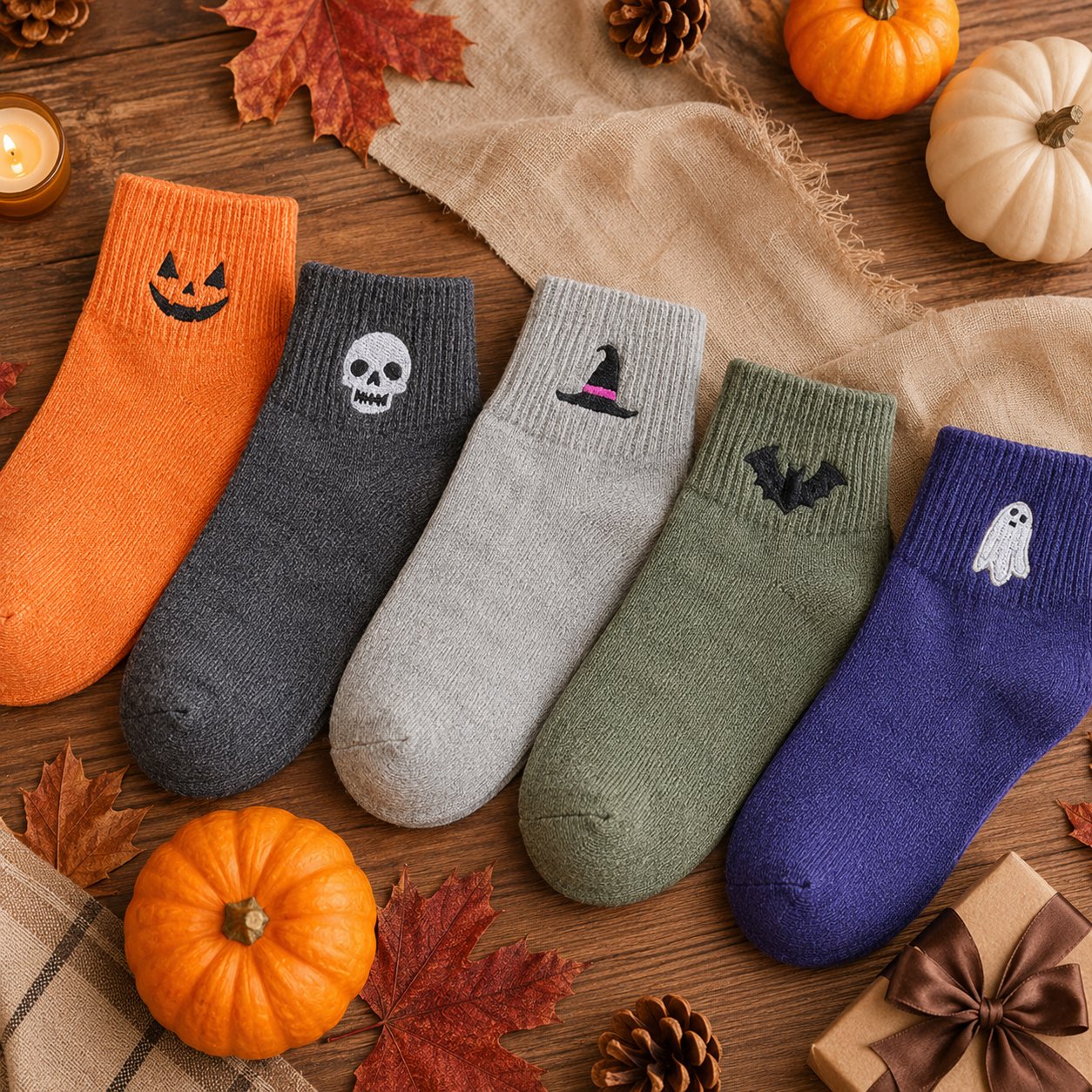 🎃 Halloween Embroidered Ankle Socks