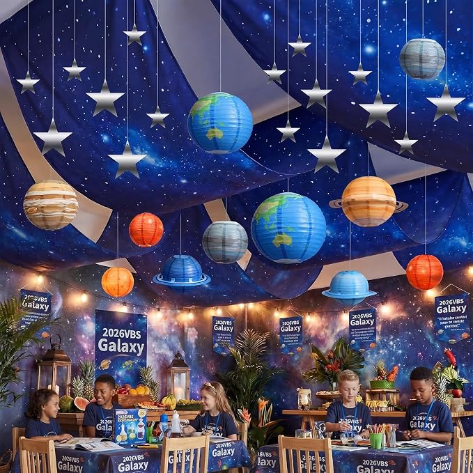 ❤️TYIIPLUS™ 8-Piece Solar System Planet Paper Lanterns, 12-Inch Hanging Space Decorations for Kids' Rooms, Parties & Classrooms