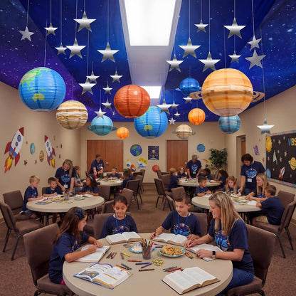 ❤️TYIIPLUS™ 8-Piece Solar System Planet Paper Lanterns, 12-Inch Hanging Space Decorations for Kids' Rooms, Parties & Classrooms