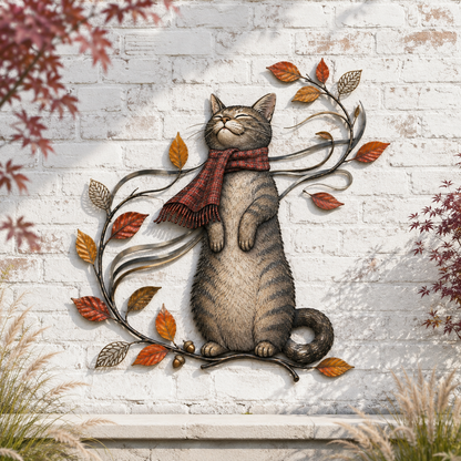 🍁Autumn Cat Metal Wall Decor🐱